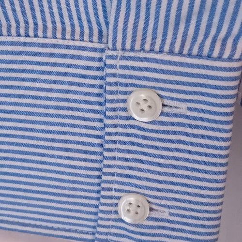 Women's striped blue shirt M like new with subtle rhinestone detail