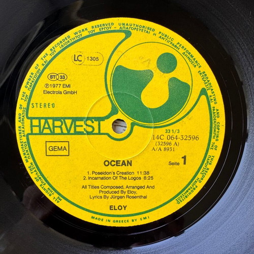 Eloy Ocean LP used, rock genre, Greek reissue 1980