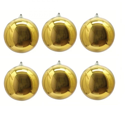 Christmas balls 10cm pack of 6 shiny gold new