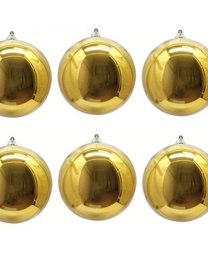 Christmas balls 10cm pack of 6 shiny gold new