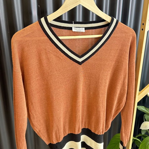 Brunello Cucinelli Linen Sweater like new, terracotta color, size XS