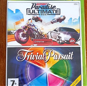 BURNOUT PARADISE - THE ULTIMATE BOX & TRIVIAL PURSUIT - 2 IN 1 - XBOX 360 NEW & SEALED