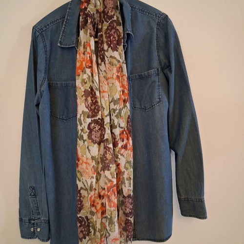 Ovs Fashion women's denim shirt like new with floral scarf gift