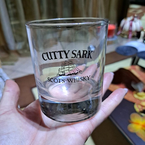 Cutty Sark whiskey glass new, height 9cm, diameter 7cm