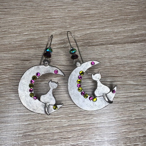Handmade dangling earrings like new, silver, length 7 cm