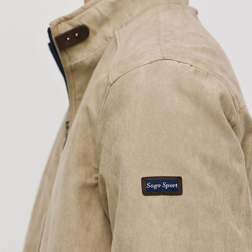 Sogo men's classic fit suede beige jacket new