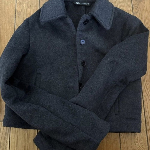 Zara short coat like new, wool, gray, size XS