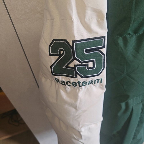 Men's puffer varsity jacket with hood, new, green and white