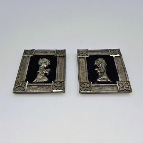 Peltro vintage pair of silver frame photo frames used
