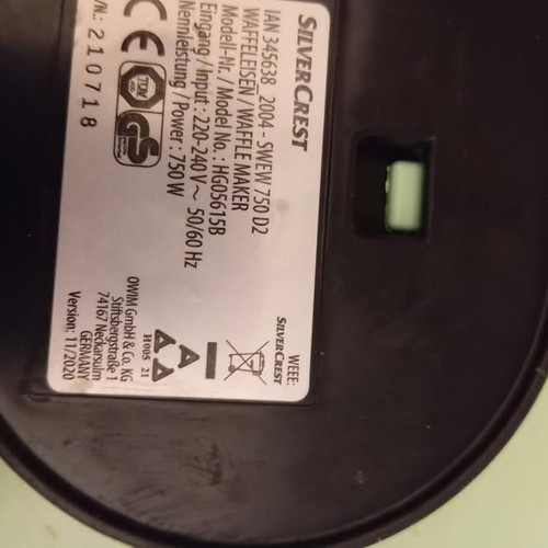 Silvercrest waffle maker used, with three patterns