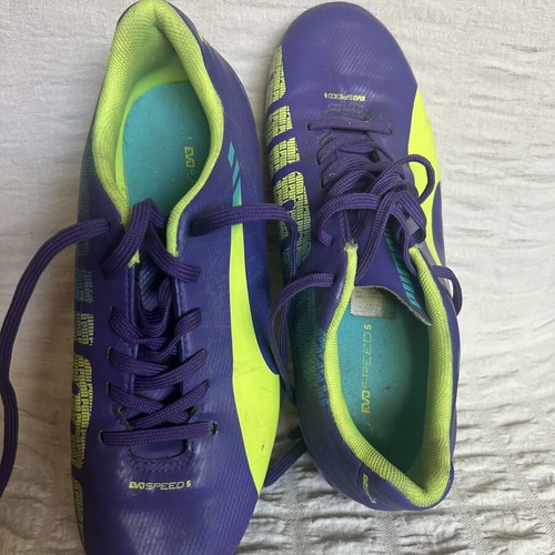 Puma evoSPEED 5.3 FG Kids Football Shoes like new, purple and yellow, size 36