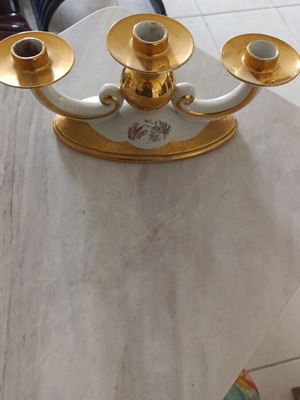 Vintage Alka Kunst Bavaria Porcelain Three-Arm Candle Holder used