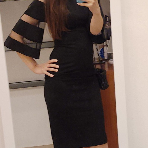 Shein black midi dress new with three-quarter sleeve