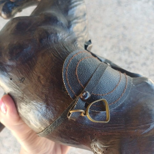 Vintage Decorative Horse Handmade From Natural Leather 20th Century