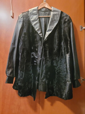 Women's astrakhan fur and leather coat like new, size L