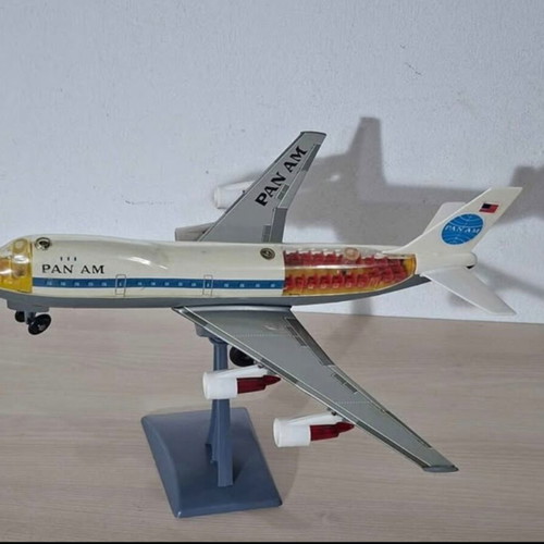 Vintage Pan Am Jumbo Jet 747 metal toy plane, 1970s Japan