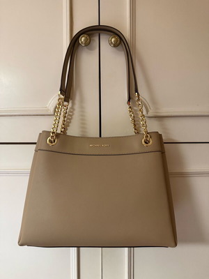 Τσάντα ώμου Michael Kors Lori Hobo μπεζ καινούργια