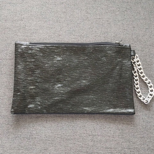 Handmade black wrist bag new with glitter and silver decorations