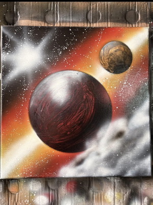 Aris Handmade Space Painting on Canvas New