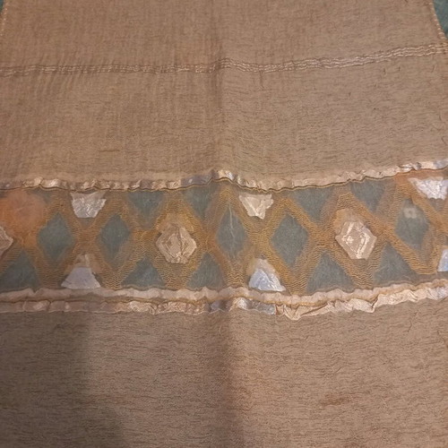 Soufli silk embroidery table runner new, beige