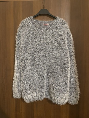 Pin Up women's long-sleeve sweater like new, gray with pockets