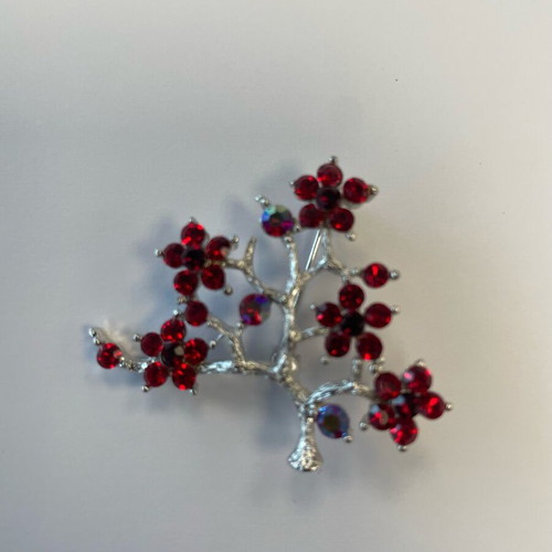 Jewelry set silver with red stones like new, brooch and ring