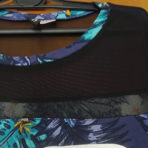 H&M floral dress with sheer panels like new, blue and purple