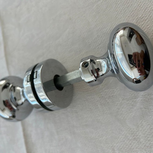 Door knobs used, 9 sets, chrome ball type with rosette