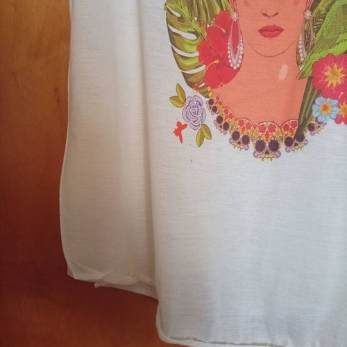 Frida Kahlo Tank Top like new, white, medium, racerback