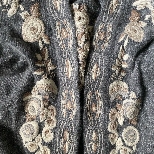 Leone wool cardigan used, gray and beige, size L
