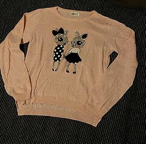 Kids sweater with rhinestones and beads / παιδική μπλουζα με σχέδιο στο μπροστινό μέρος