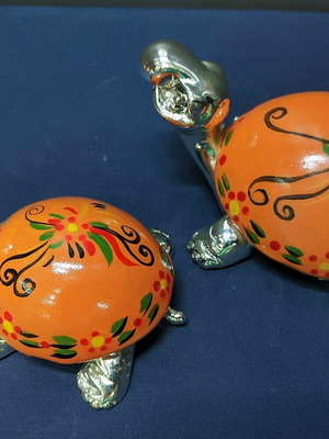 Decorative turtles new, set with silver-plated and ceramic shell
