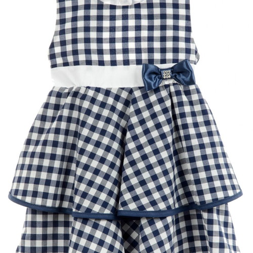 Babylon Fashion dress blue-white checkered with bow 12 months new