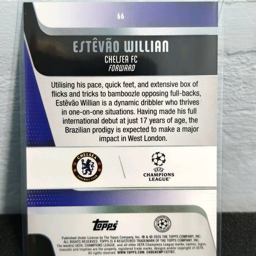 2025-26 Topps UCC Flagship Estevao Willian Rookie Card New