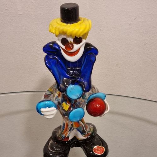Vintage Italian Murano Glass Large Figure Clown Holding Ball