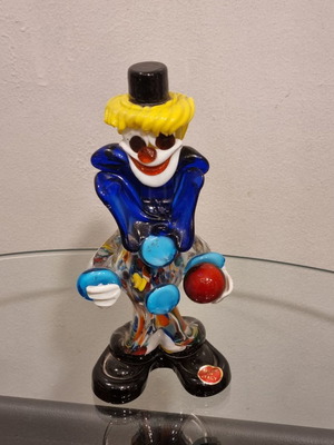 Vintage Italian Murano Glass Large Figure Clown Holding Ball