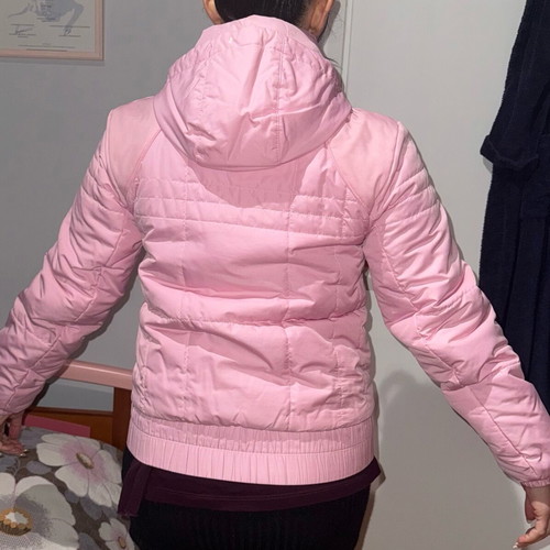 Nike girls' pink puffer jacket, size S, age 11-13