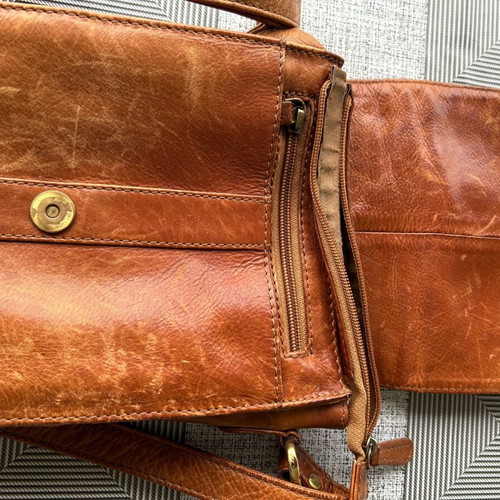 RCM leather shoulder bag used, brown
