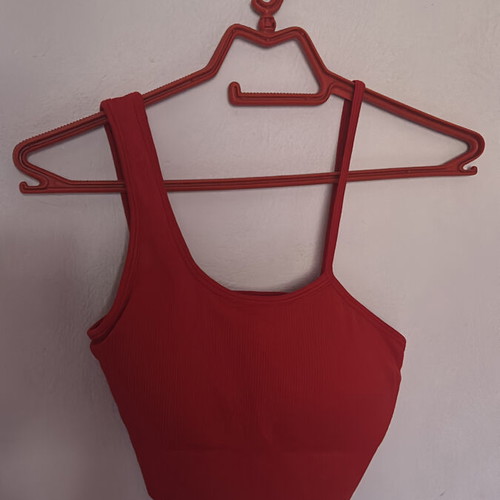 Red top with patches new without tags