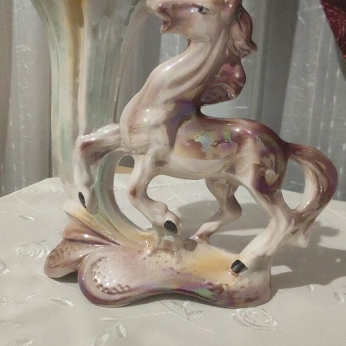 Vintage iridescent decorative horse vase like new
