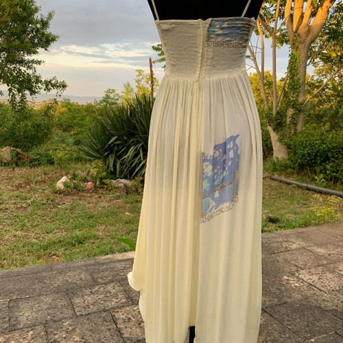 Long dress in archaic style like new, ivory viscose