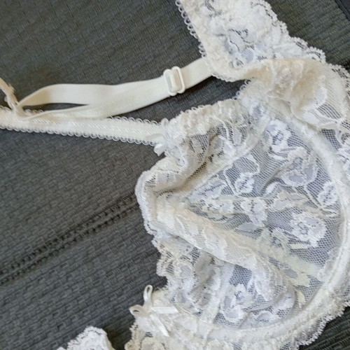 Etam white lace bra, semi-transparent, size 75C