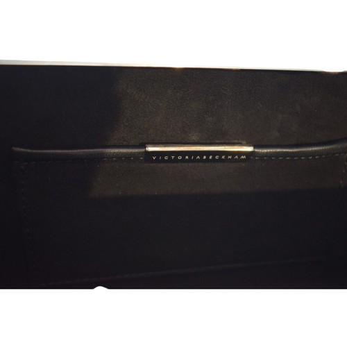 Victoria Beckham silver metal clutch minaudiere bag geometric suede