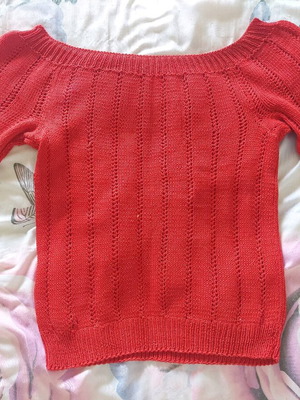 Handmade wool sweater used, red color, size M