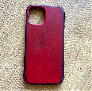 Αυθεντική θήκη iPhone 12 δερμάτινη κόκκινη με εμφανείς φθορές