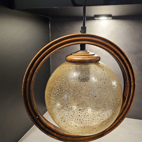 Vintage ring lamp with glass globe MCM like new