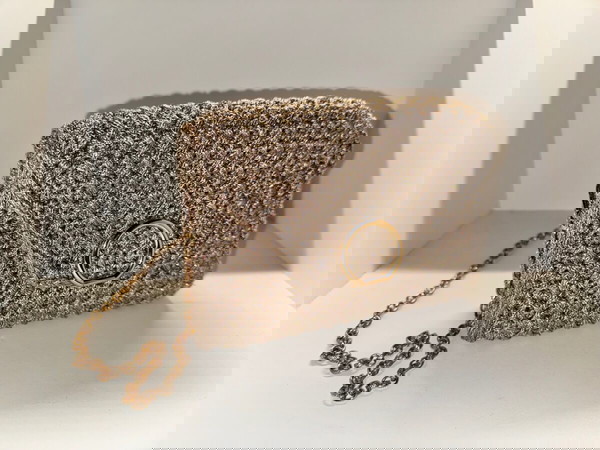 Χειροποίητη πλεκτή Τσάντα Crochet, Μπεζ
