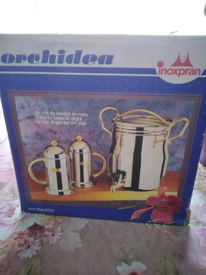 Vintage stainless steel oil container unused, 5 liters