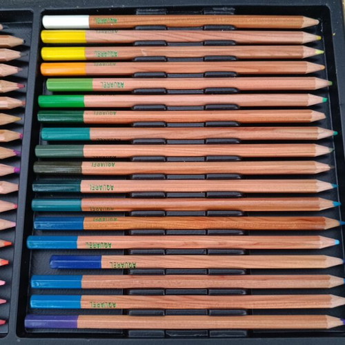 Wooden art set with pastels, colored pencils and oil paints like new