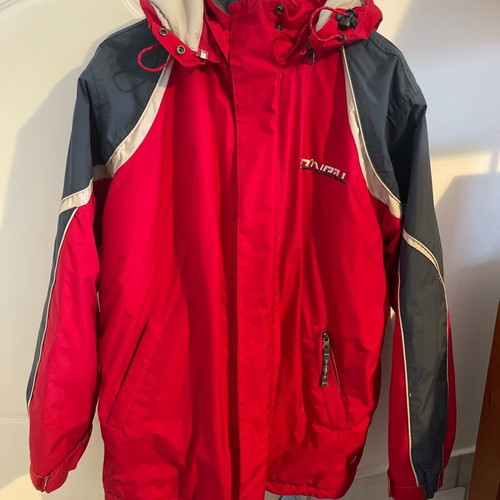 O’Neil men's waterproof jacket used, gray and red, size M